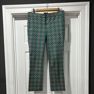 J. Crew Green Pink Navy and White Straight Leg Pants size 2